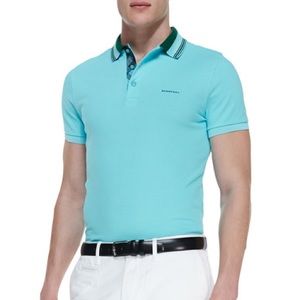 Burberry London Short Sleeve Polo Shirt Turquoise